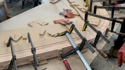 Stem Laminates Steamed And Being Clamped To Mould